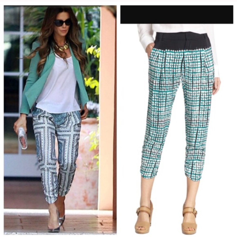 Parker Devlin silk pants cropped ruched ankle